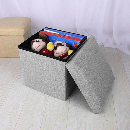 Foldable Storage Ottoman Shoe Bench with Thick Foam Lid - Grey