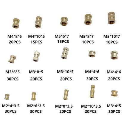 330Pcs Brass Knurled Threaded Insert Nut Assortment Kit M2 M3 M4 M5