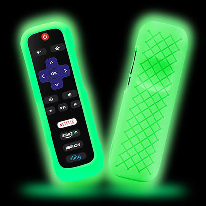 2 Pack Glow in The Dark Silicone Case Cover for Roku TV Remote -Green
