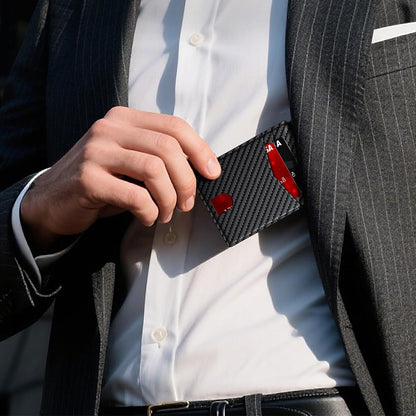 Men’s Slim RFID Shielding Microfiber Wallet Card Holder with Money Clip