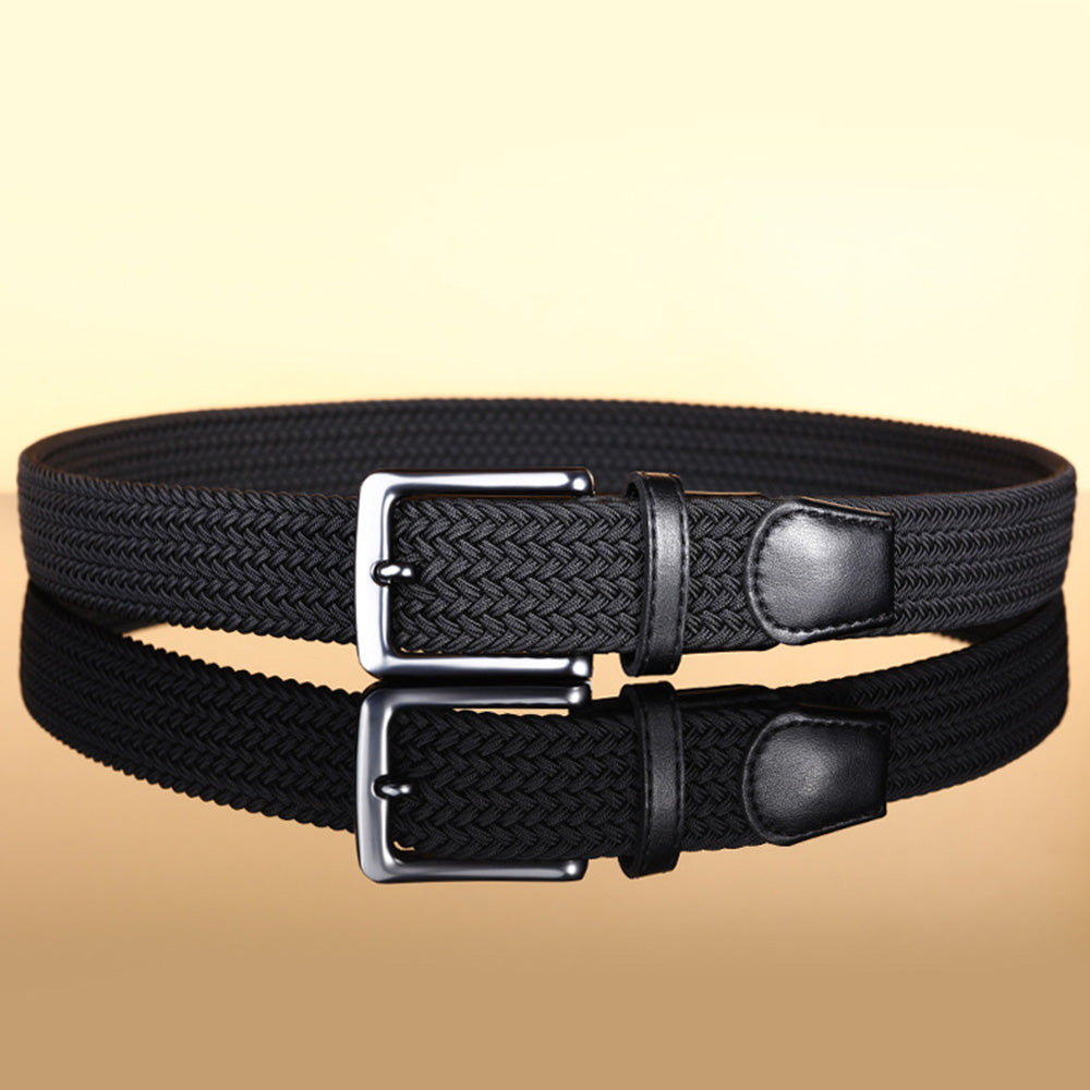 Elastic Braided Stretch Belt for Golf Pants Casual Shorts Jeans-Black