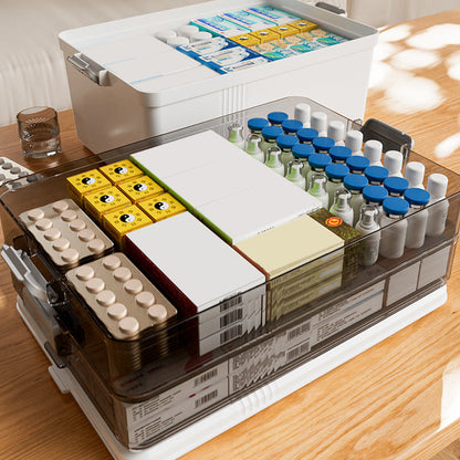 3-Tier Portable Medicine Storage Box Large Capacity First Aid Cabinet for Home