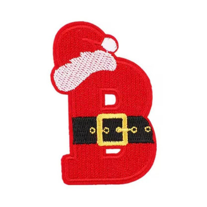 32 Piece Christmas Embroidered Iron-On Letter and Pattern Patch Set