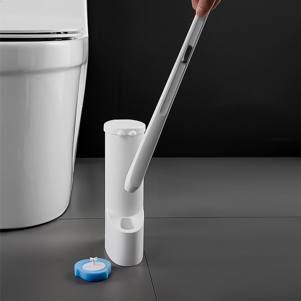 Disposable Toilet Brush Set with Replaceable Heads & Cleaning Liquid