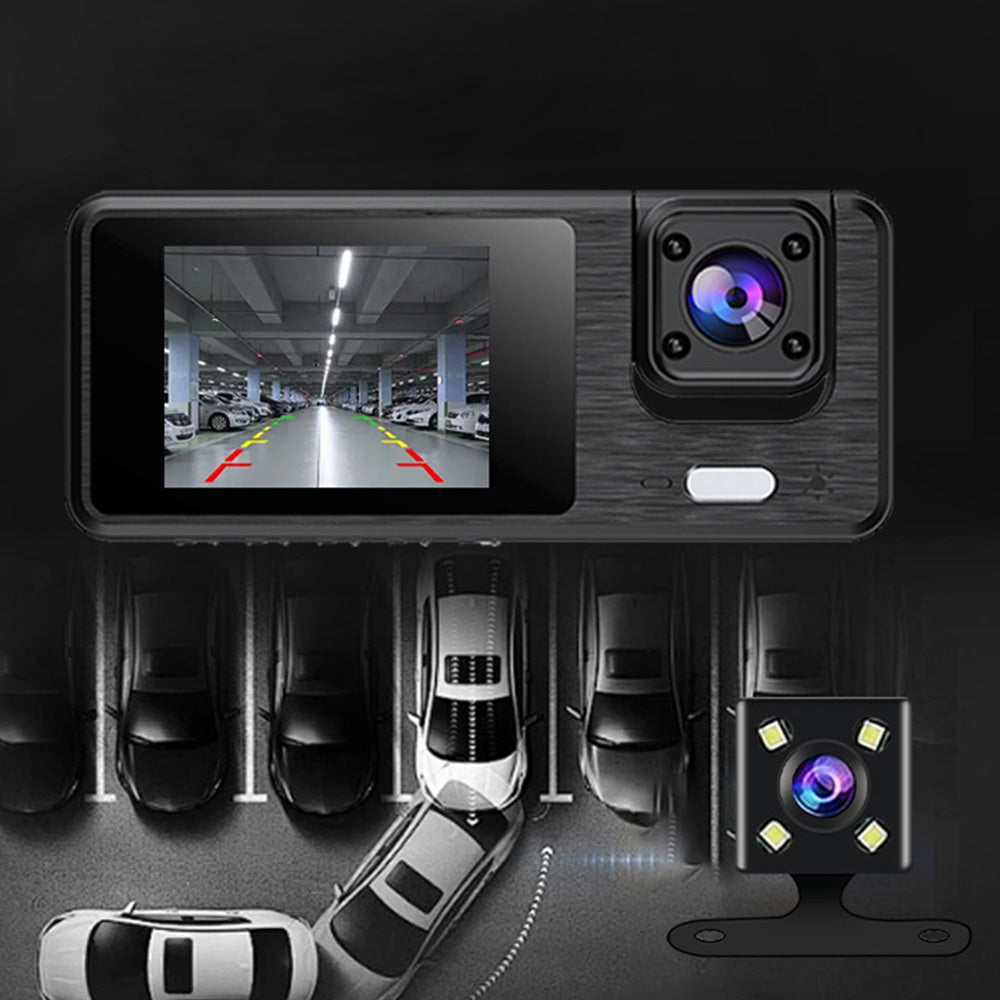 Triple Lens Car Dash Cam with Super Night Vision and Loop Recording