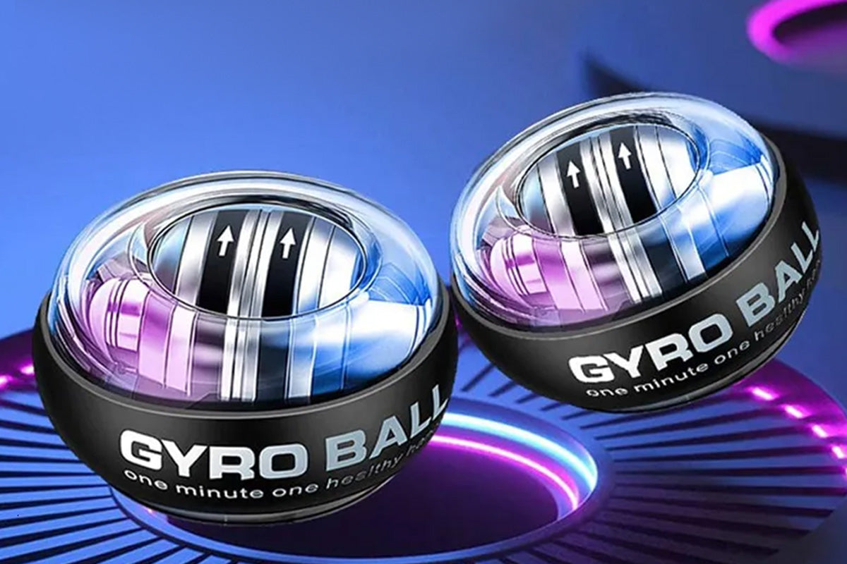 6 Color LED Gyroscope Wrist Exercise Ball Strength Trainer Muscle Training-Black