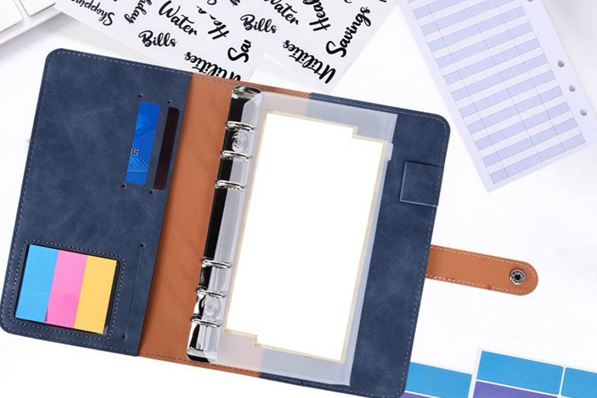 A6 Budget Binder With 12Pcs Zipper Envelopes Money Organizer For Cash Budget Binder-Blue