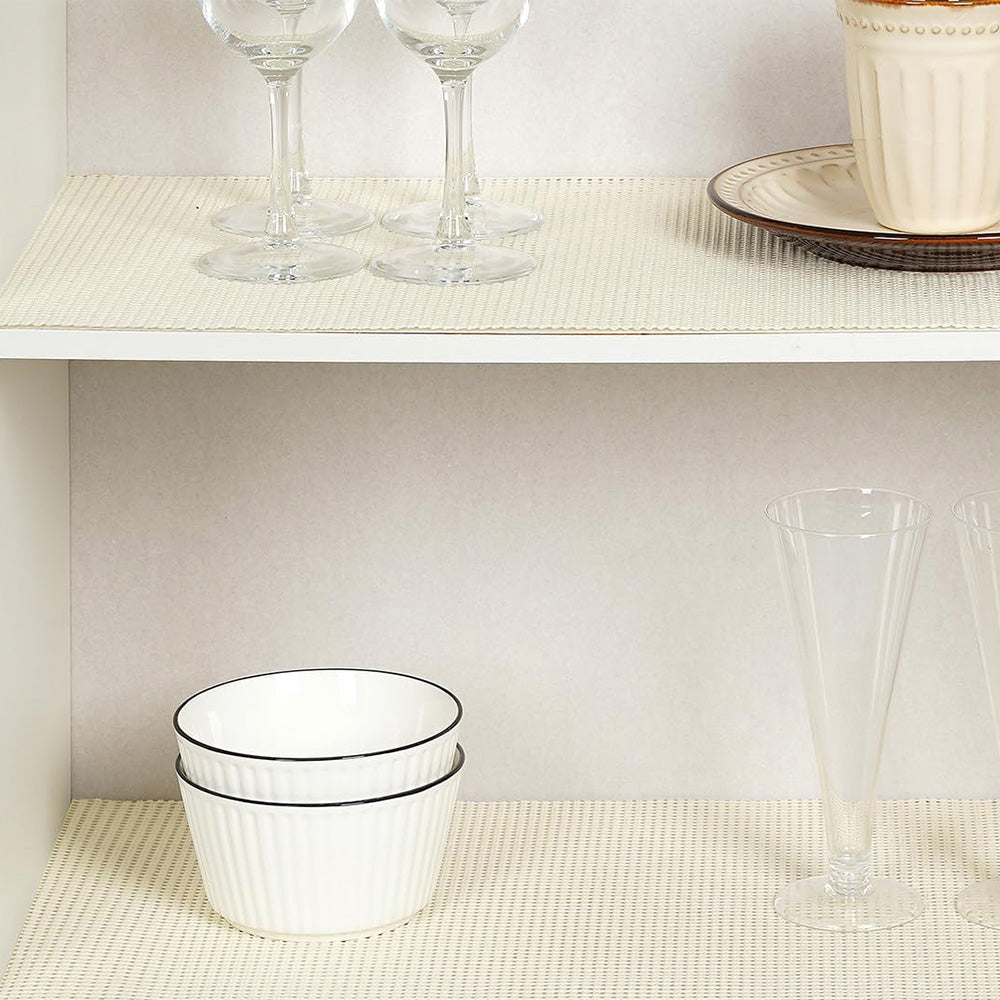 Non-Adhesive Drawer and Shelf Liner for Cabinet Wardrobe -Beige