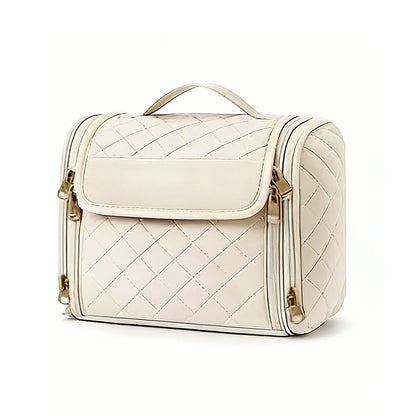 Travel Makeup Bag with Hanging Hook Large Capacity-Beige