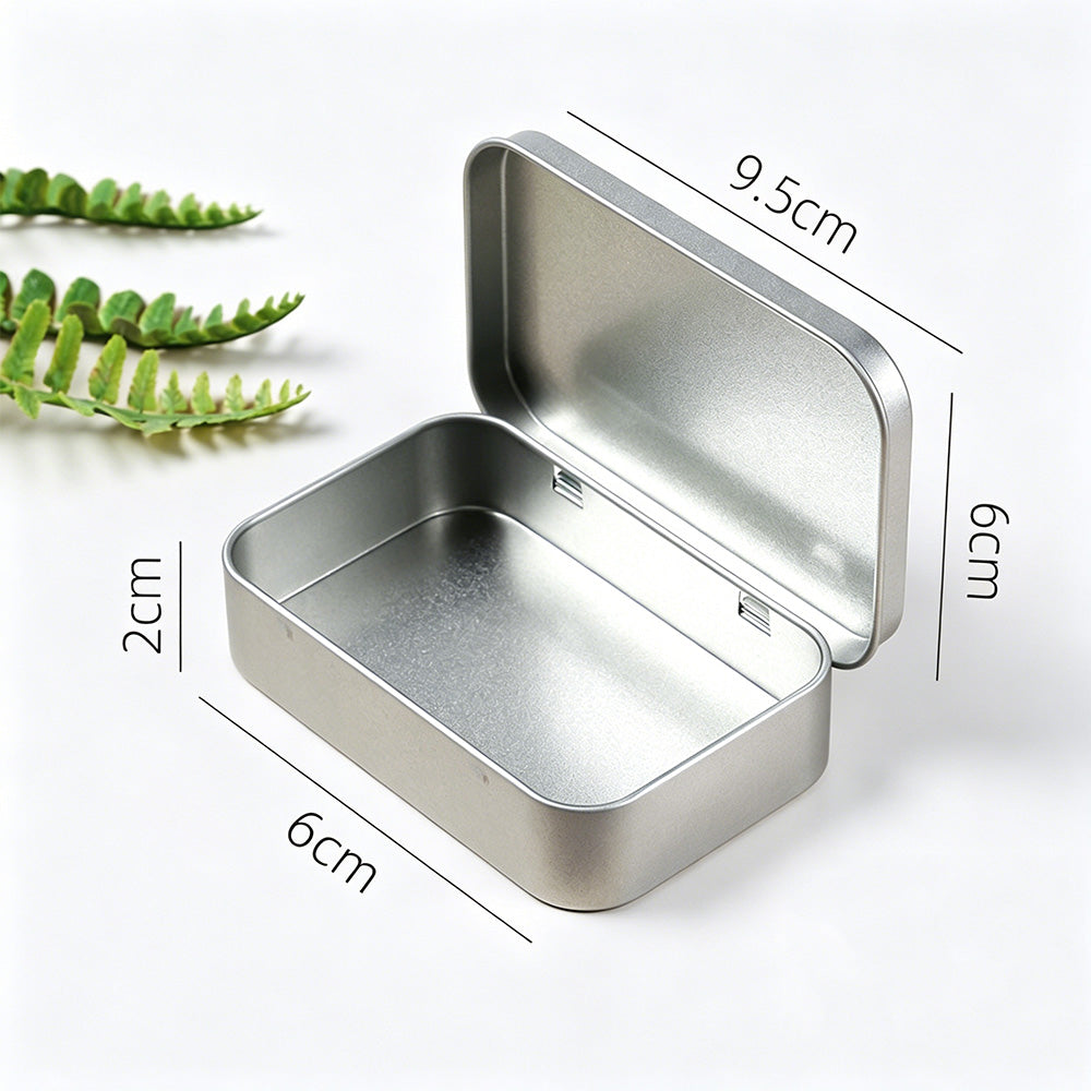 6 PCS Rectangular Small Tin Box with Hinged Lid