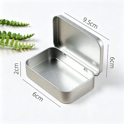 6 PCS Rectangular Small Tin Box with Hinged Lid
