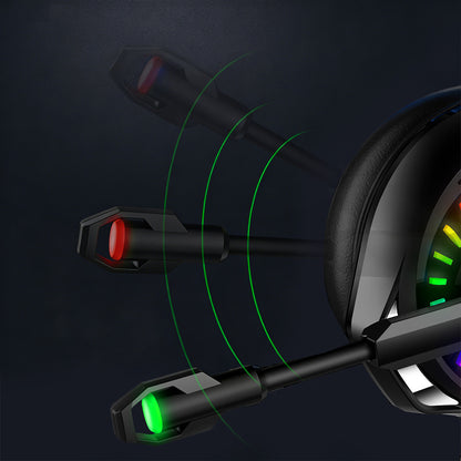 Wired Over-Ear Gaming Headset with LED RGB Lights and Mic -Black