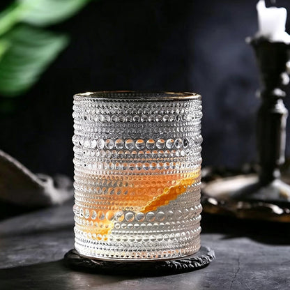 8 Piece Relief Pattern Glass Cups Set for Beer Juice Cocktail