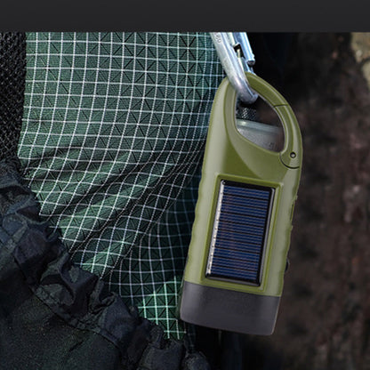 Hand Crank Solar Powered Emergency LED Flashlight ââ‚?Rechargeable Light Military Green