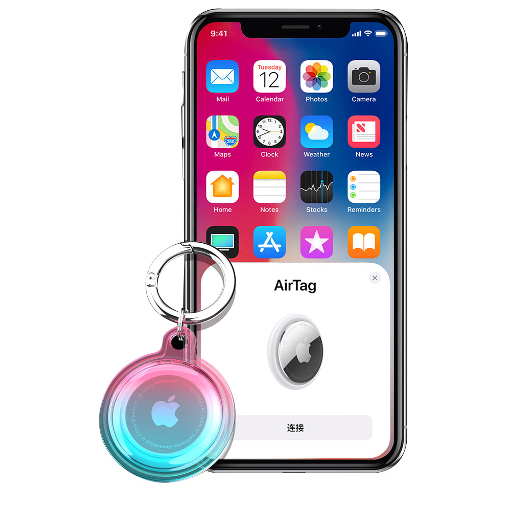 4 Pcs for Airtags Keychain Water-resistant Holder Case Dog Tag Tracker Compatible with Airtag-Gradient blue and purple
