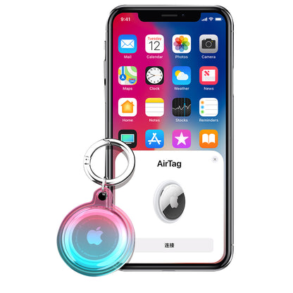4 Pcs for Airtags Keychain Water-resistant Holder Case Dog Tag Tracker Compatible with Airtag-Gradient blue and purple