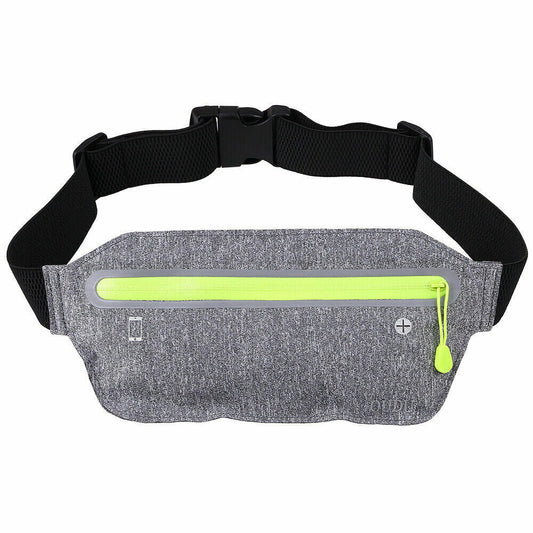 Sport Waist Bum Slim Belt Bag forJogging Running Hiking Zipper Fanny Pack Pouch Gray