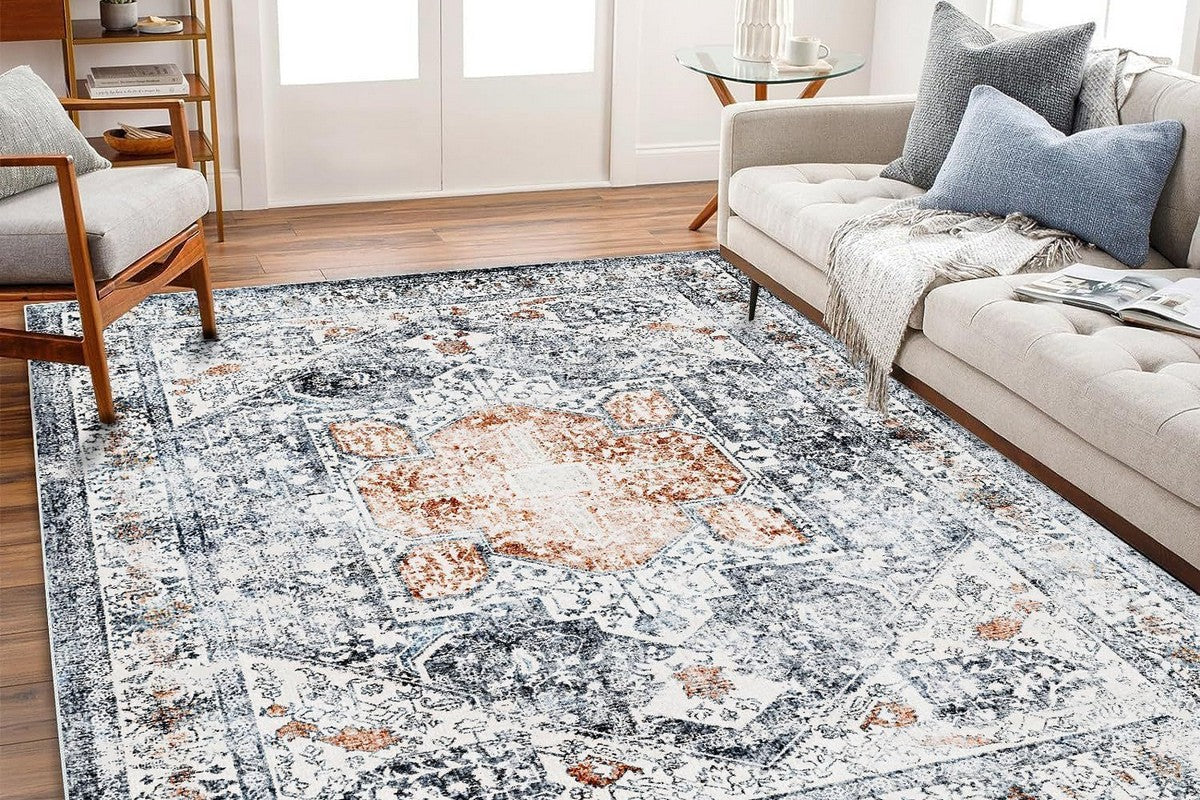 Area Rug Washable Taupe Rug Vintage Boho Non Slip Mat for Living Room Dining Room -Style5