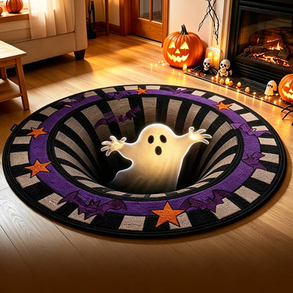 3D Round Non Slip Soft Halloween Rug - Green Ghost