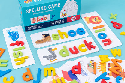 2Pcs Wooden Puzzle Spelling Words Game Educational Toy Word Spelling Matching Game