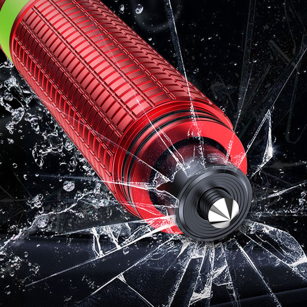 Car Safety Hammer with Window Breaker & Seat Belt Cutter Red