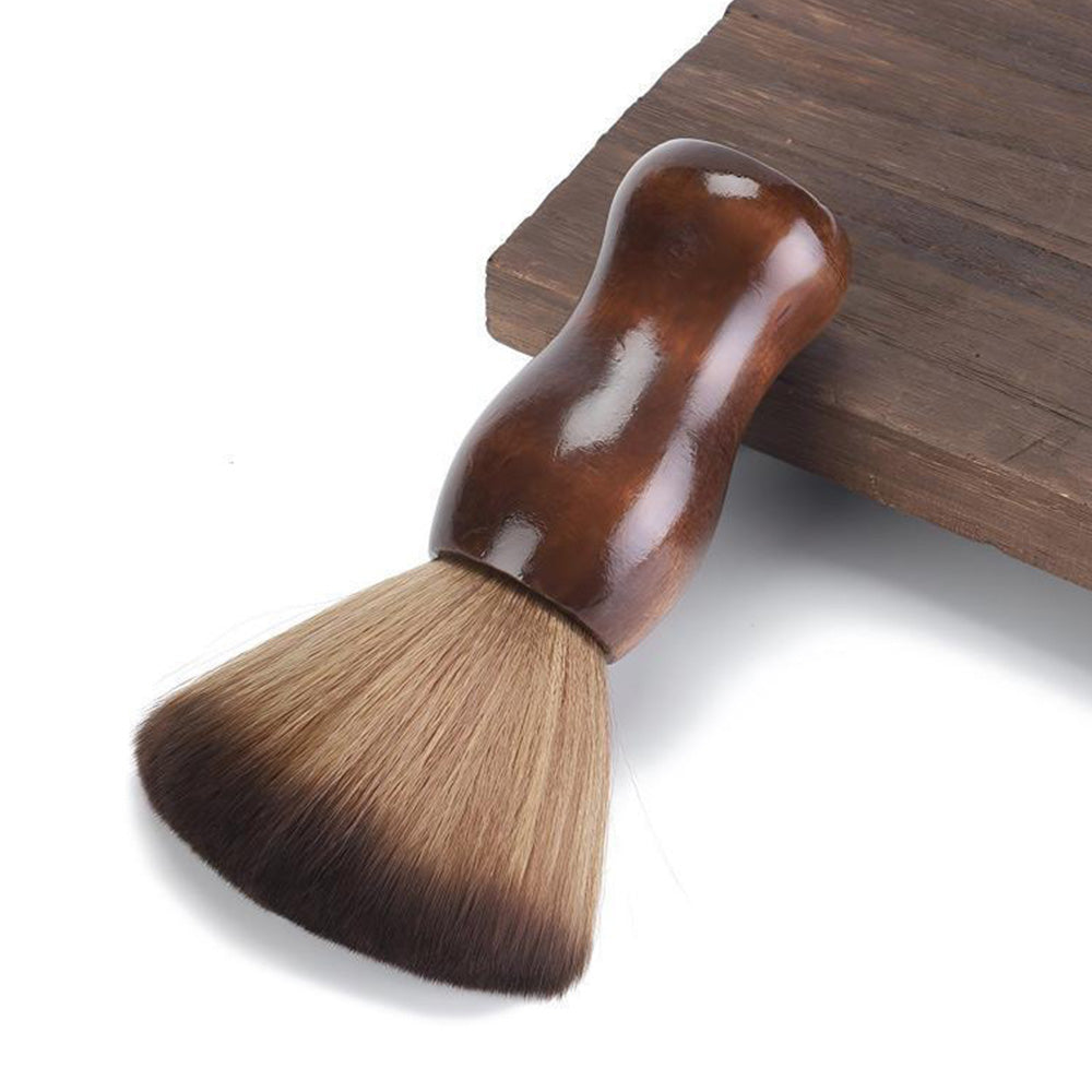 Soft Hair Sweeper Brush with Storage Case Neck Duster Brush - Brown