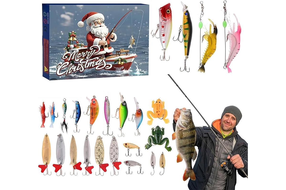 Fishing Lure Advent Calendar Christmas Countdown 24 Days Fishing Baits Set for Fishing Lover-Style 2