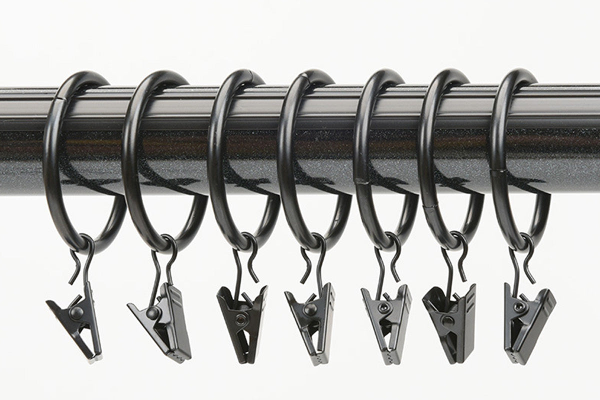 18-Pack Metal Curtain Rings Clips 4.0mm Wire 50mm Inner Diameter-Black