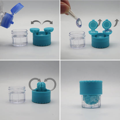 Contact Lens Case and Washer Set Travel Size Contact Lenses Cleaning Storage Tool Kit Blue