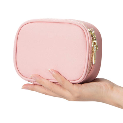 Small Makeup Bag Travel Case with Mirror and Adjustable Light Stylish for Travel Pink