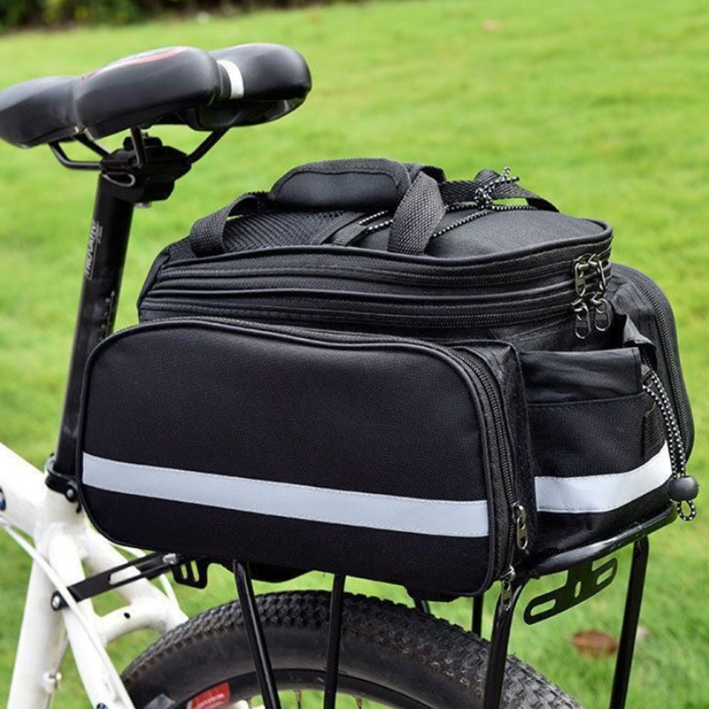 Bicycle Rear Seat Bag Expandable Bike Rack Bag Cycle Luggage Carrier Trunk Bag with Rain Cover