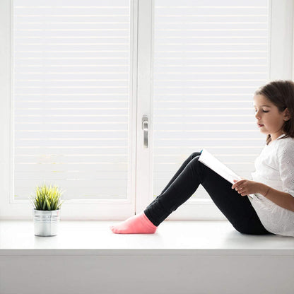 Frosted Stripe Glass Window Privacy Film Static Window Sticker Office Bathroom Decor