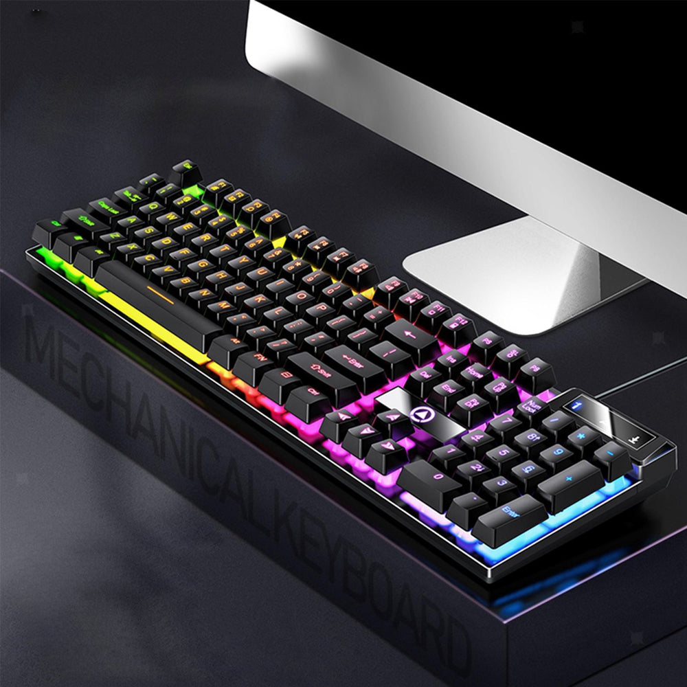 104 Keys Mechanical Gaming Keyboard Wired Backlit Keyboard Black