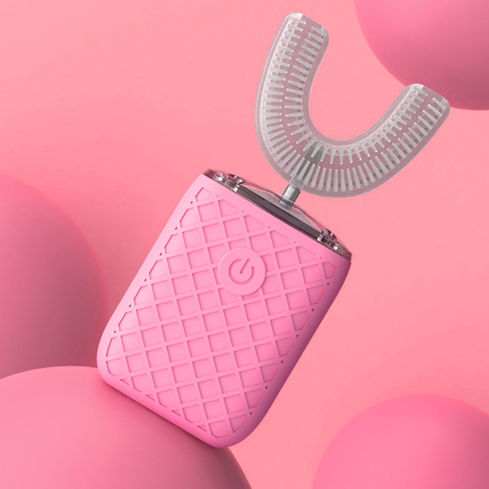 U-Shaped Automatic Electric Toothbrush ¨C With Built-In Sanitizing Cup Pink