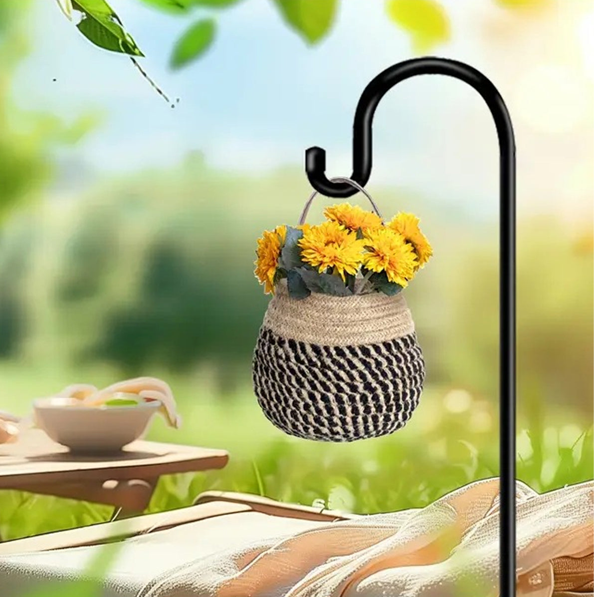 165cm Metal Shepherd Hook Bird Feeder Pole with Five Prong Outdoor Base