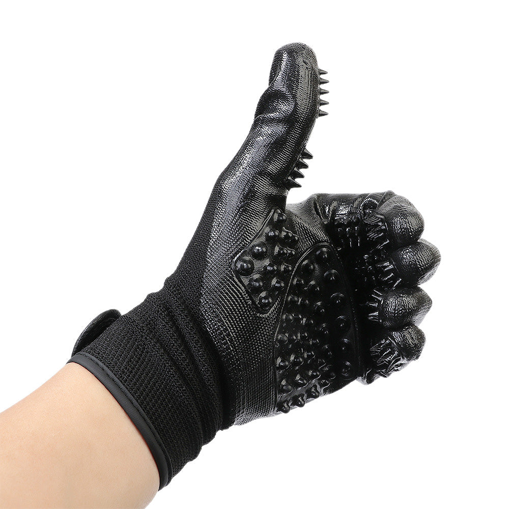 Pair of Pet Grooming Gloves Hair Remover Massaging Cleaner Gloves
