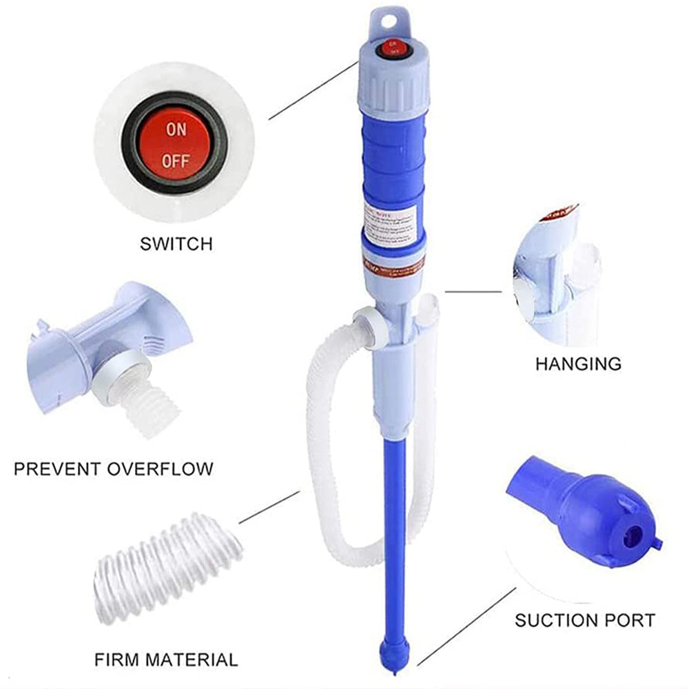 2pcs Fuel Transfer Pump Siphon Electric Pump Pipe Water Petrol Liquid Transfer-Blue
