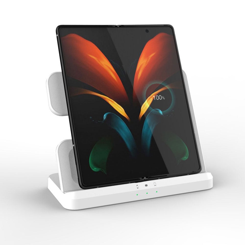 3-in-1 Wireless Charging Station for Samsung Fast Charging Dock for Wireless Charging Devices White