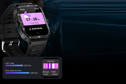 Waterproof Smartwatch for Men Android iOS Phones Smart Watch Fitness Tracker 1.96 Inch Blood Pressure Heart Rate Sport Pedometer Sleep Digital Step Activity Monitor-Black Silver
