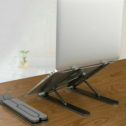 Foldable Aluminum Laptop Stand with Adjustable Height for Desk-Black