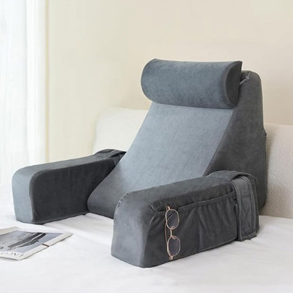 Adjustable Detachable Backrest Reading Pillow for Sitting in Bed-Grey