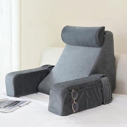 Adjustable Detachable Backrest Reading Pillow for Sitting in Bed-Grey