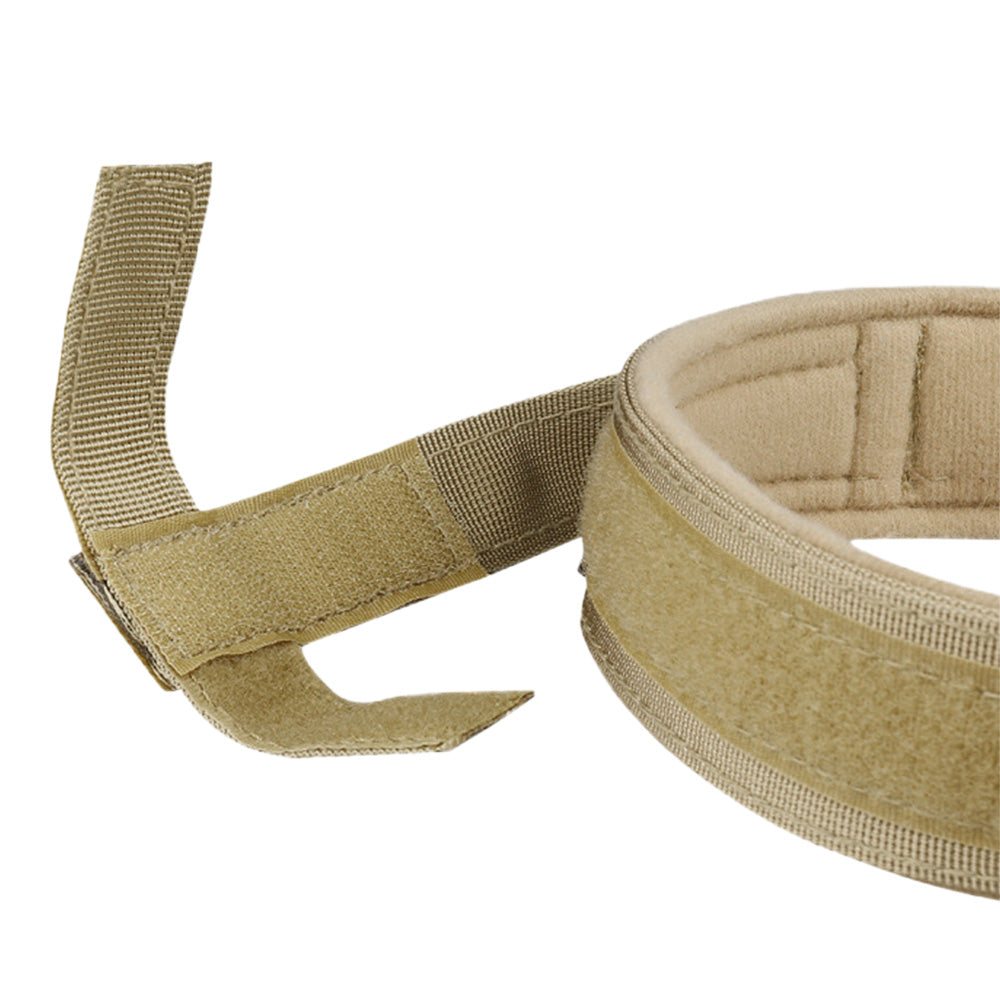 Adjustable Dog Collar with Handle Tactical Nylon Pet Collar for Medium Large Dogs-Khaki