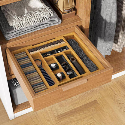 Expandable Drawer Organizer for Cutlery and Utensils Adjustable Bamboo Flatware Tray Kitchen Tool