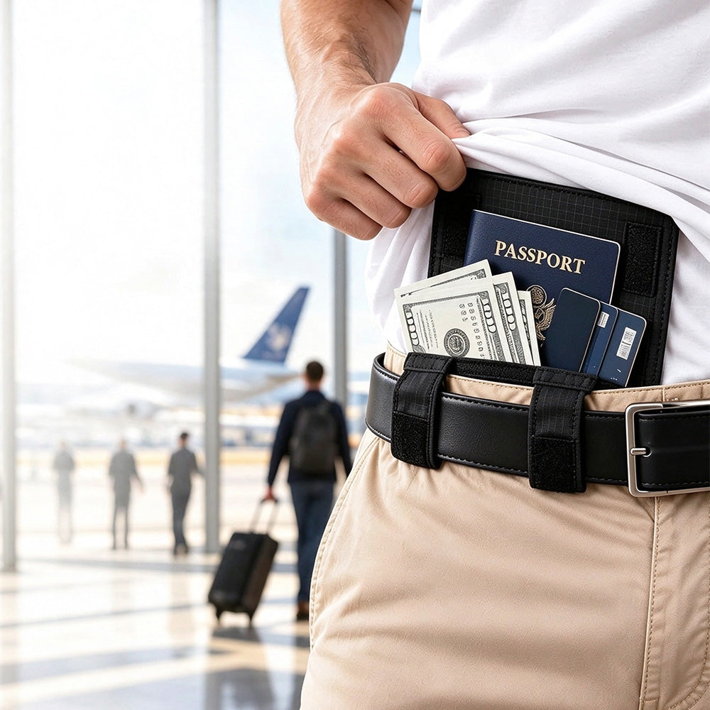 2 Pack 3 in 1 Hidden Belt Wallet Passport Pouch Travel Money Bag