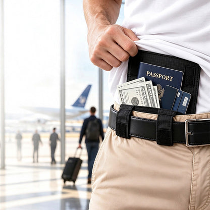 2 Pack 3 in 1 Hidden Belt Wallet Passport Pouch Travel Money Bag