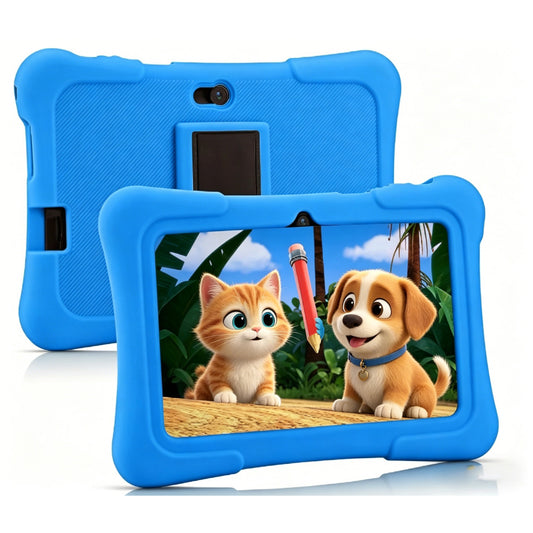7 Inch Kids Tablet Android 10.0 Quad Core 16GB with Shockproof Silicone Case-Blue