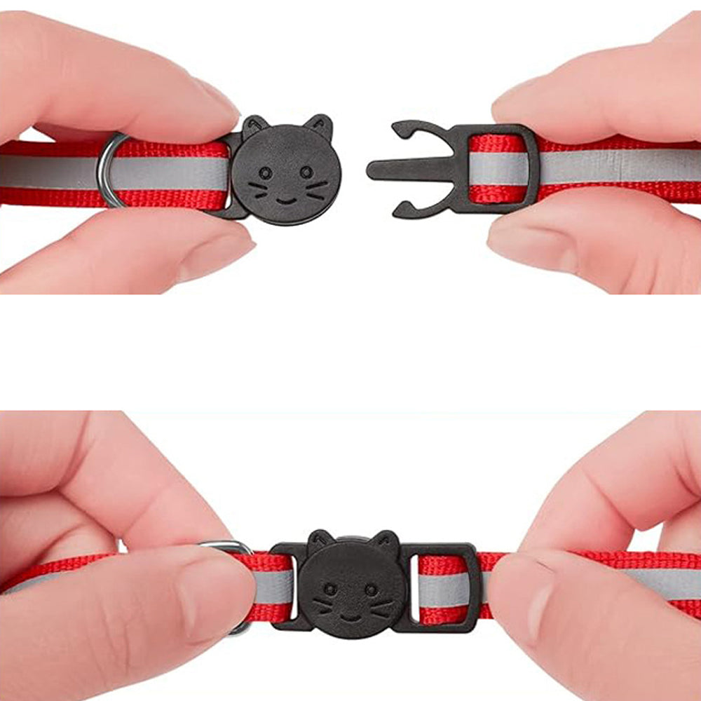 12 Pcs Reflective Cat Collar Kitten Safety Collar with Bell and ID Tags