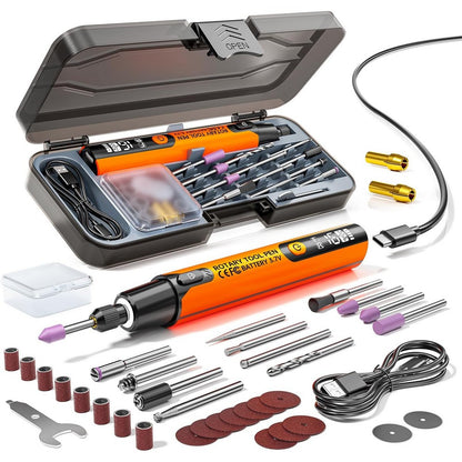 Mini Rotary Tool with 6 Variable Speeds Rotary for Engraving Polishing Etching-Orange