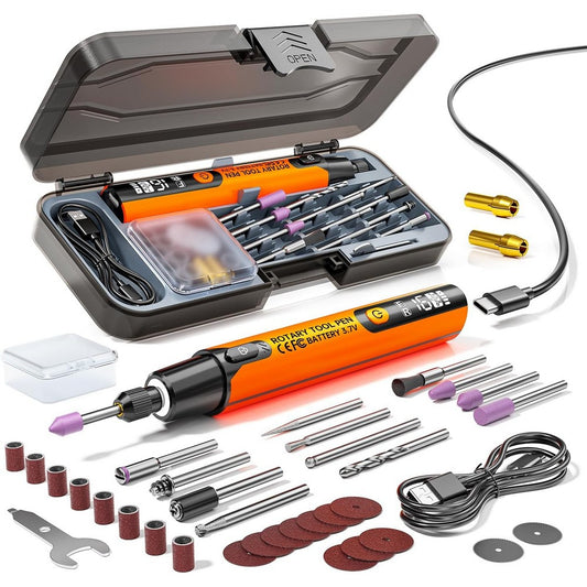 Mini Rotary Tool with 6 Variable Speeds Rotary for Engraving Polishing Etching-Orange